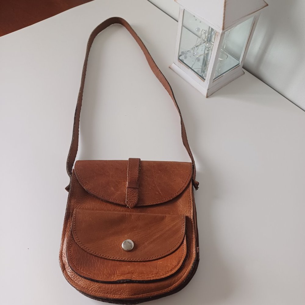 Pretty Vintage Stocko Shoulder Short Strap Bag Brown Real Leather 7'' x 7.5'' - Picture 6 of 16